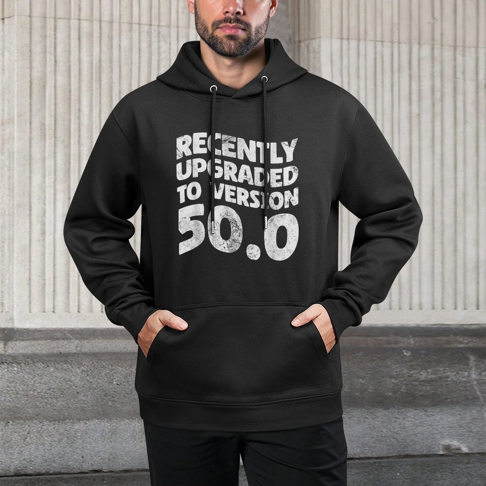 50th Birthday Recently Upgraded To Version 50.0 Distressed Relaxed Fit Hoodie