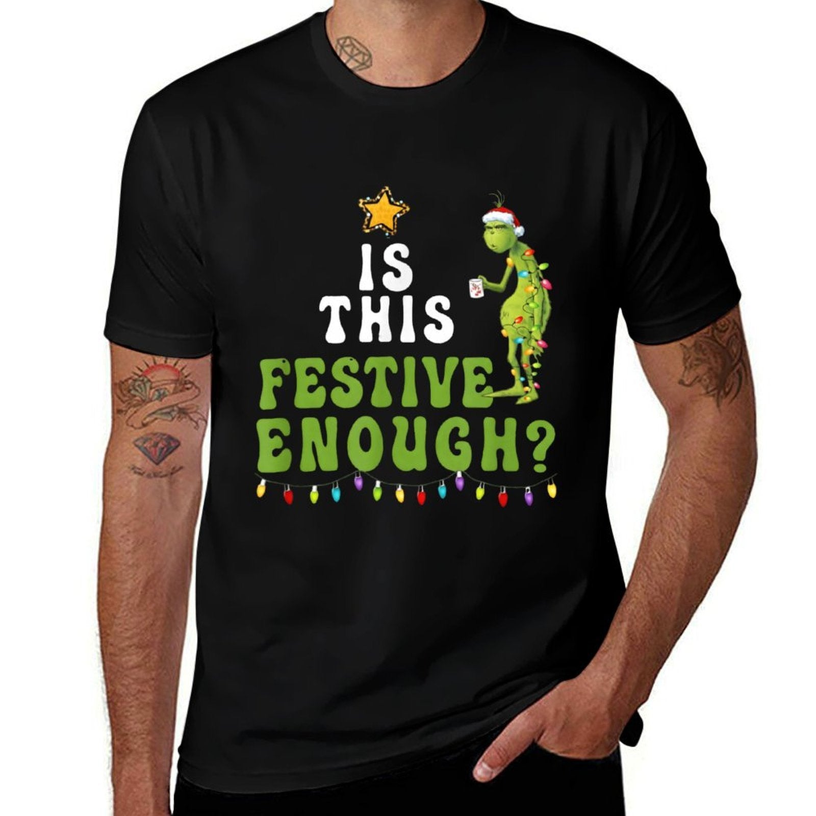 Is This Festive Enough Funny Green Christmas Sarcastic  Lightweight T-Shirt