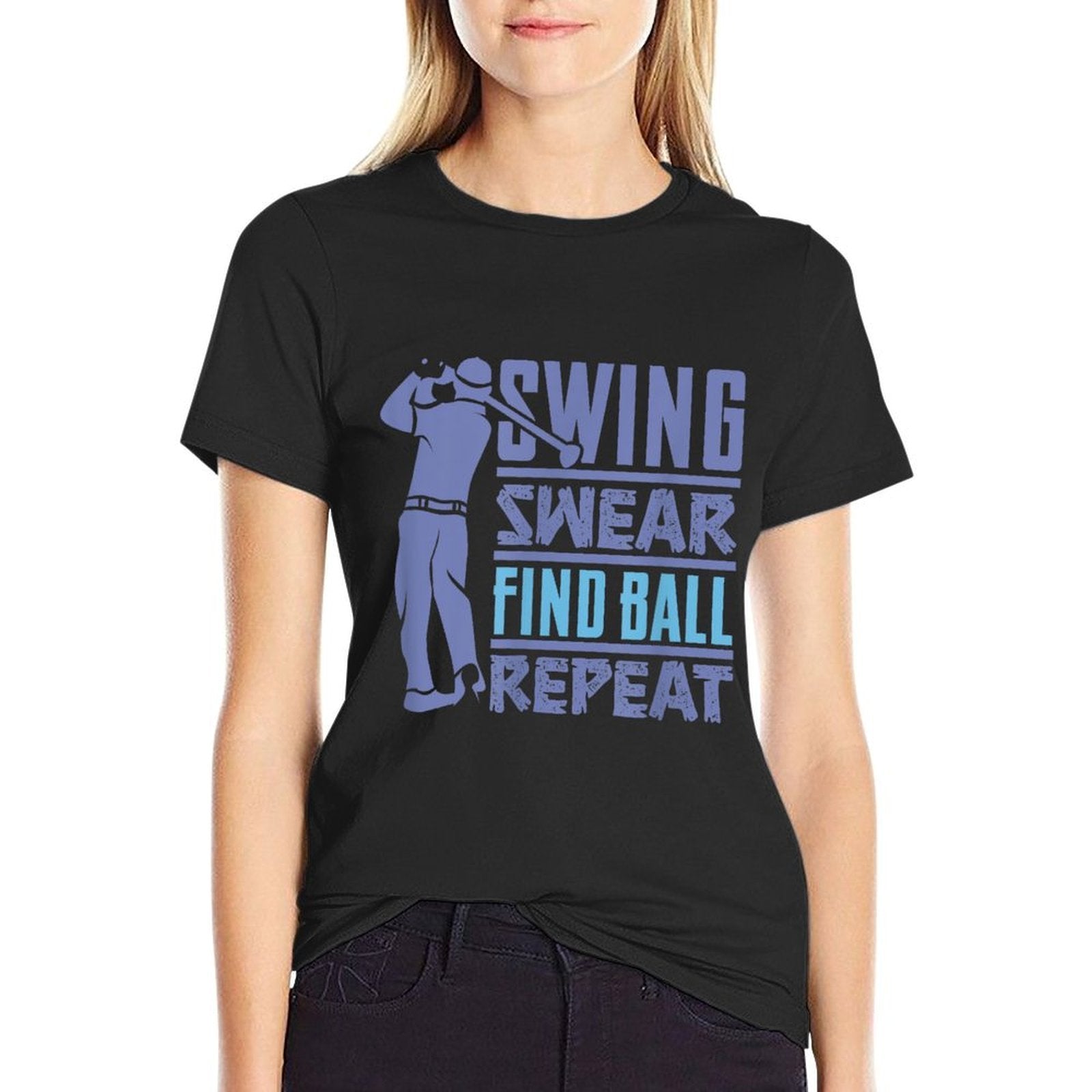 Swing, Swear, Find - Golf Cart Golfer Costume - Mens Golfing  Oversized Silhouette T-Shirt