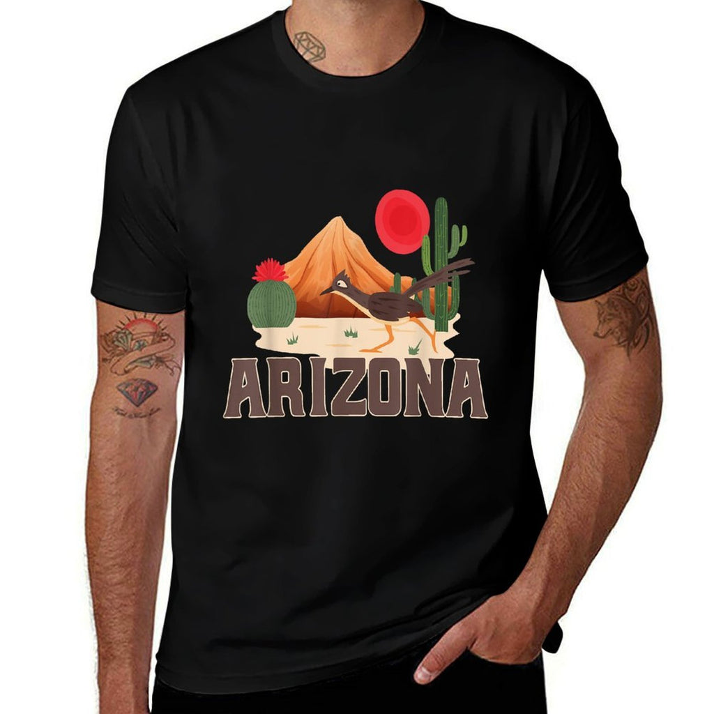 Arizona Roadrunner Retro Boho Desert Cactus  High-quality Stitching T-Shirt