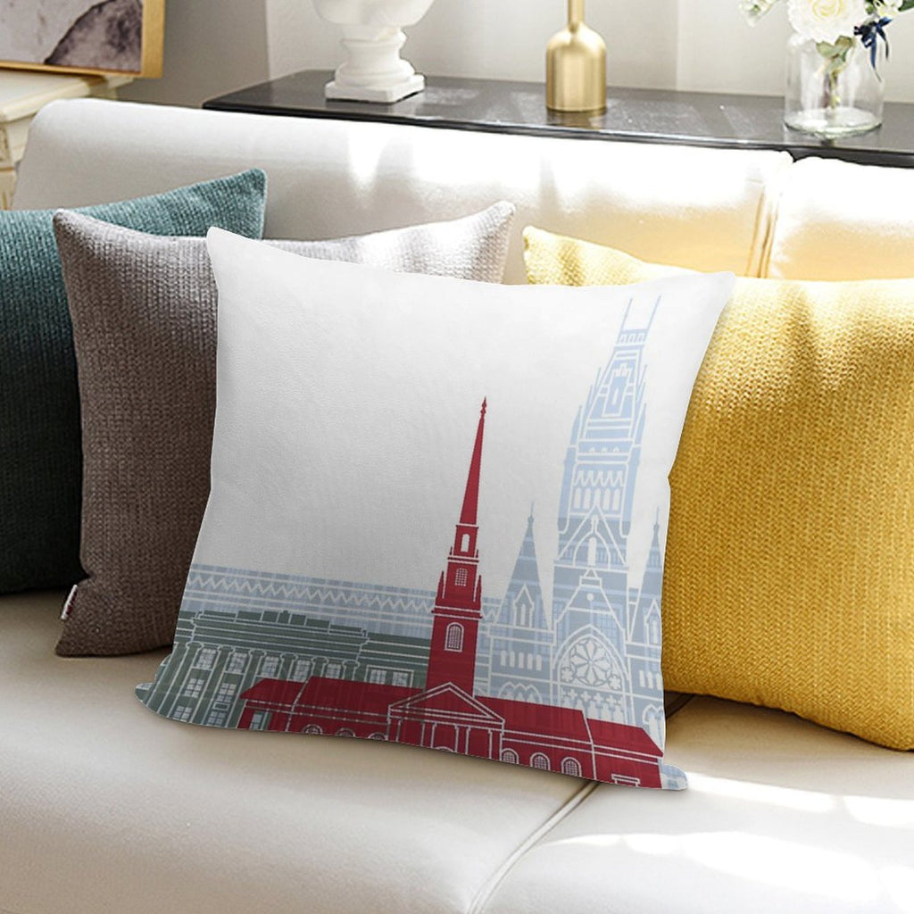 Harvard Skyline Poster Soft Bedroom Essential Throw Pillow