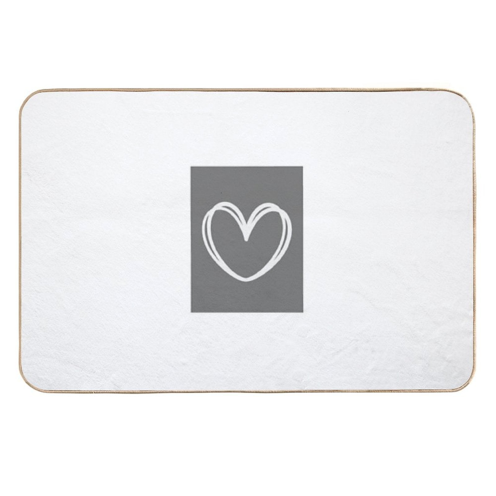 Grey And White Heart  Absorbent Bath Mat