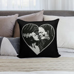 Frankenstein And Bride Goth Emo Heart Soft Hidden Zipper Throw Pillow