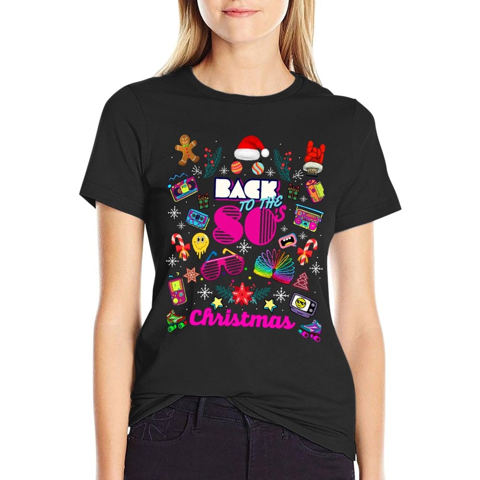 Funny Back to 80s Christmas Nostalgia Quotes Graphic Design  Fade-proof Color T-Shirt