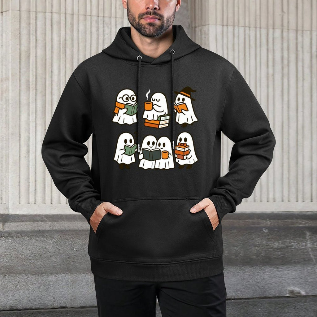 Cute Ghosts Reading Books Halloween Medium-Weight Fabric Hoodie