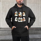 Cute Ghosts Reading Books Halloween Medium-Weight Fabric Hoodie