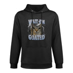 Wait Im Goated Cat Silly Funny Cat Meme Men Women Graphic Cotton-Polyester Blend Hoodie