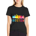 Boston Massachusetts Retro Watercolor Skyline Souvenir  Versatile T-Shirt
