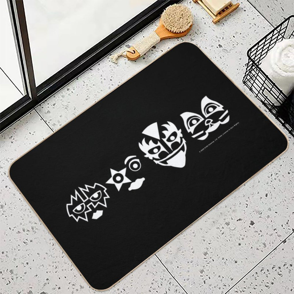 Kiss (Masks) White on Black  Anti-Trip Bath Mat