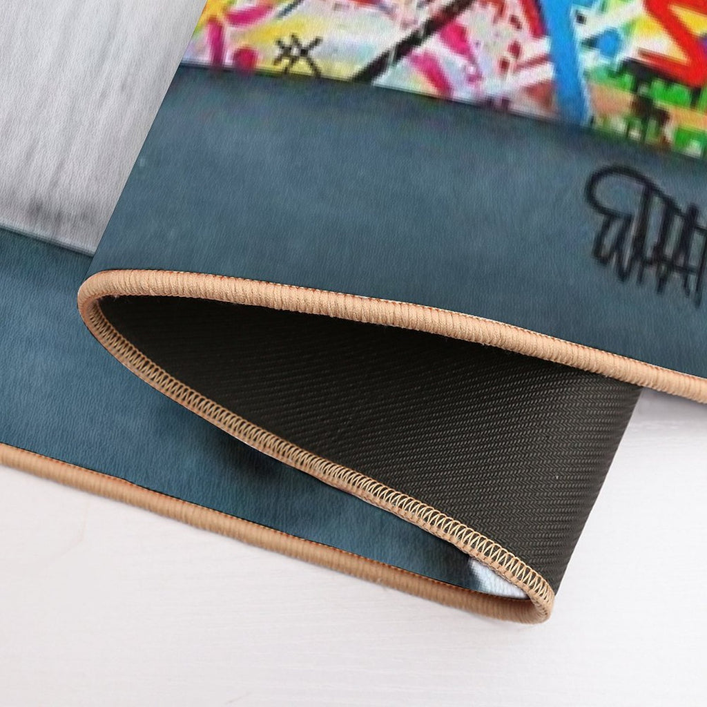 Behind The Curtain Boy - Colorful Graffiti Pop Art - Banksy Street Art Mural  Toxin-Free Bath Mat