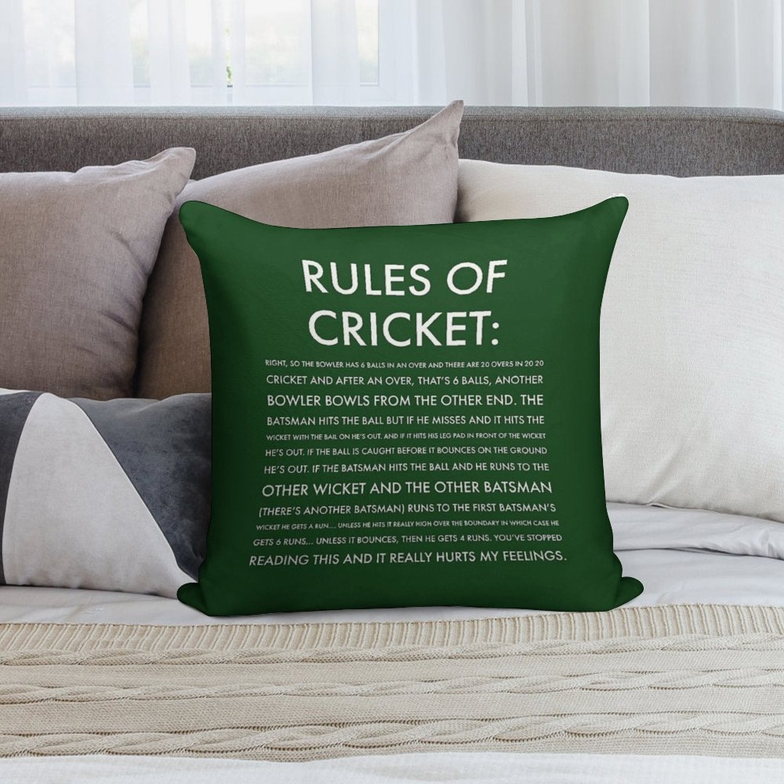Rules of Cricket - Funny Soft Washable Throw Pillow