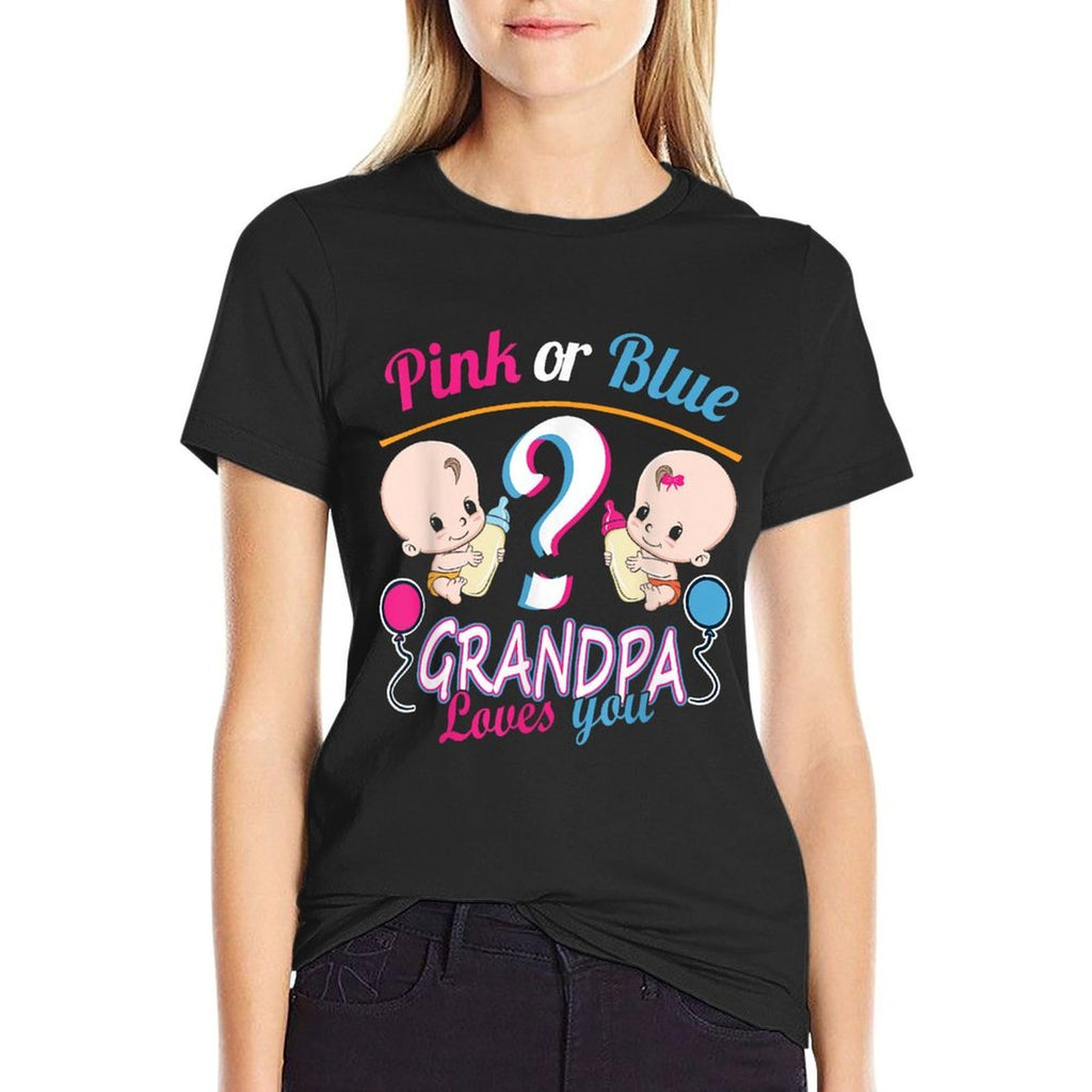 Pink Or Blue Grandpa Loves You - Gender Reveal Baby Shower  Eco-friendly Material T-Shirt