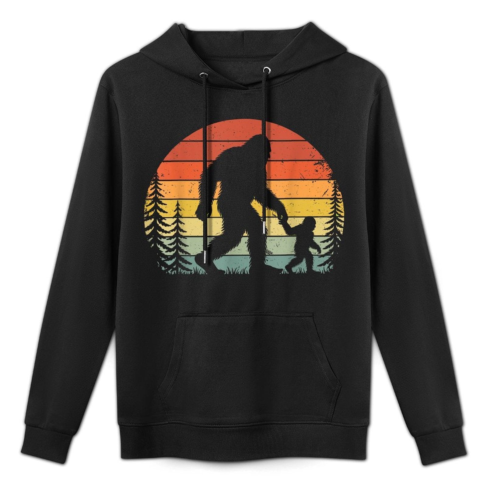 Retro Vintage Bigfoot Dad Fathers Day Father Son Matching Versatile Streetwear Hoodie