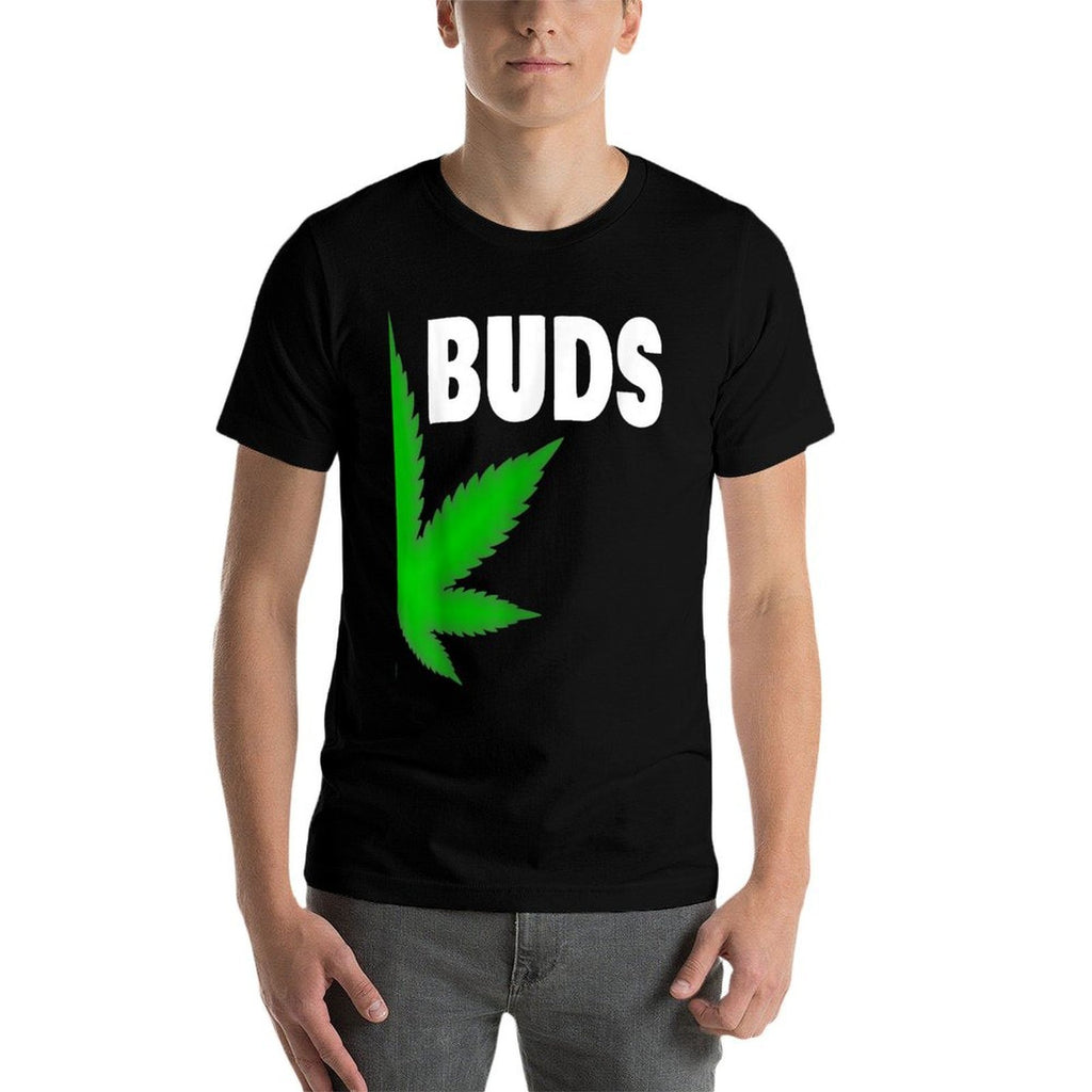 Couple Matching BFF Best Buds Pot Leaf Marijuana Weed Friend  Oversized Silhouette T-Shirt