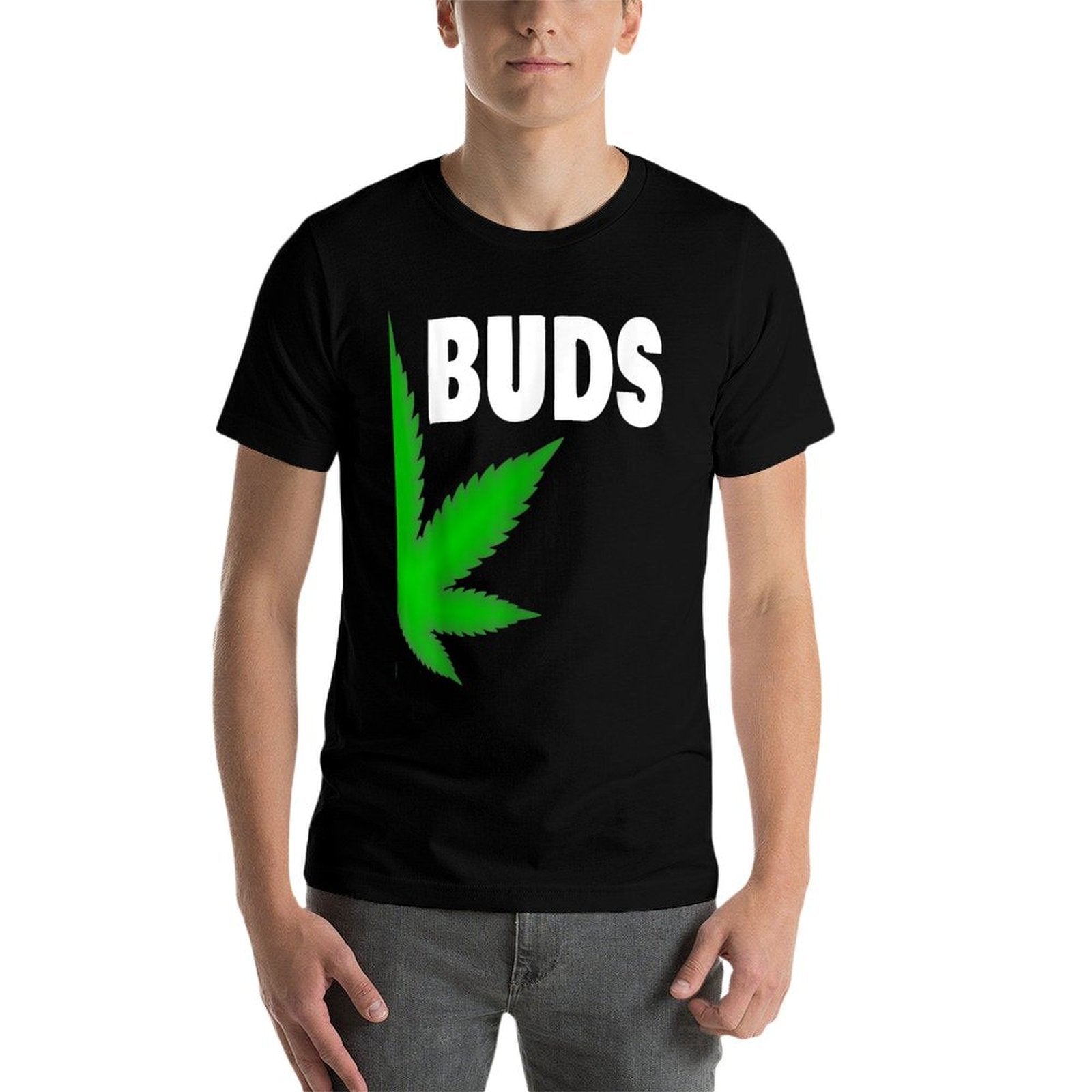 Couple Matching BFF Best Buds Pot Leaf Marijuana Weed Friend  Oversized Silhouette T-Shirt