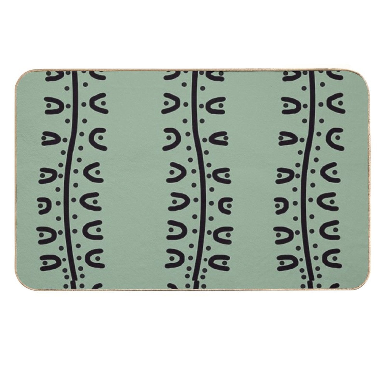 Batik Traditional  Sage Green Creative Pattern  Fade-Resistant Bath Mat