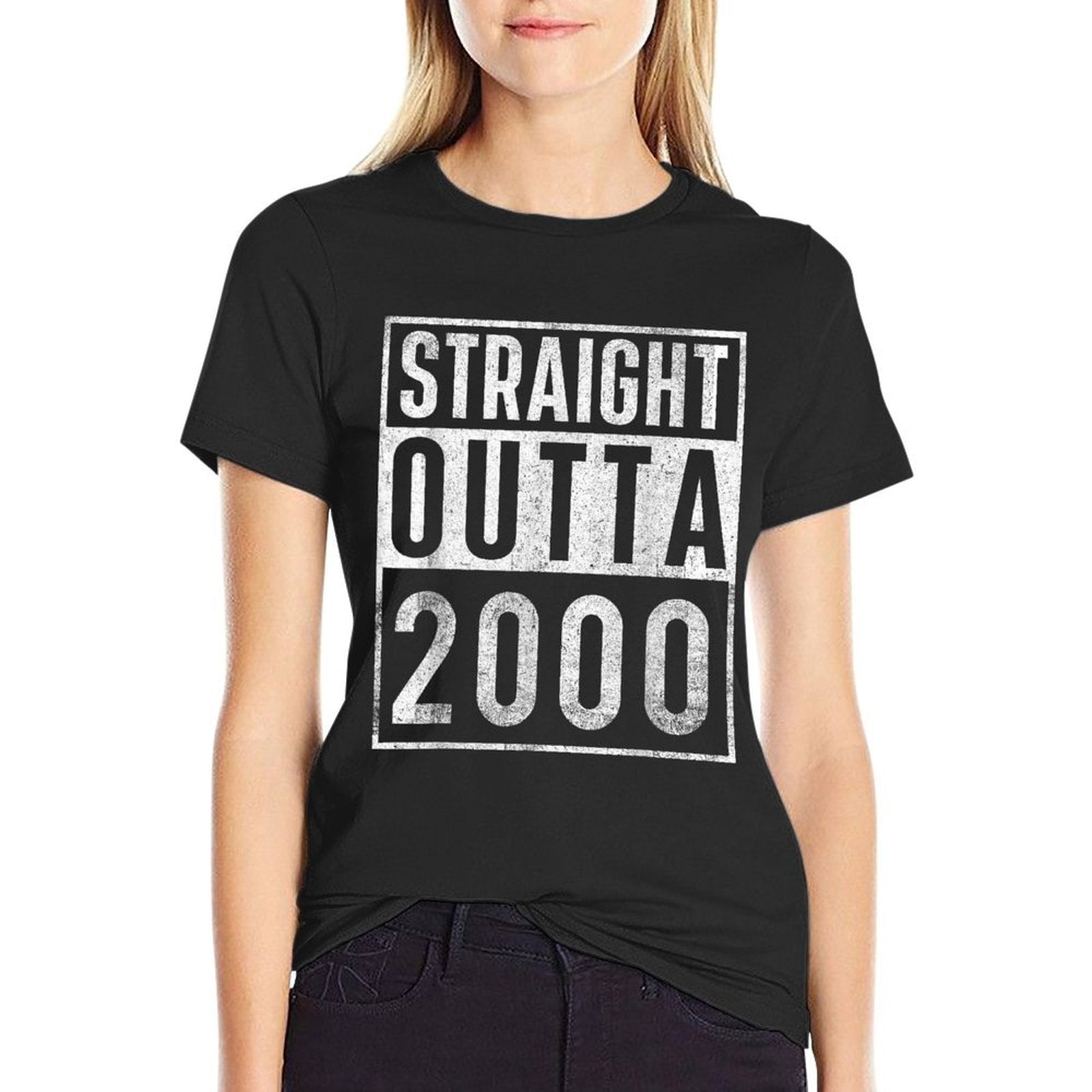Straight Outta 2000 Year Of Birth Birthday  Easy-care T-Shirt