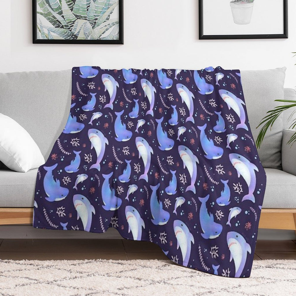 Brucie Blahaj Shark Under The Sea Pattern Comfort Throw Blanket