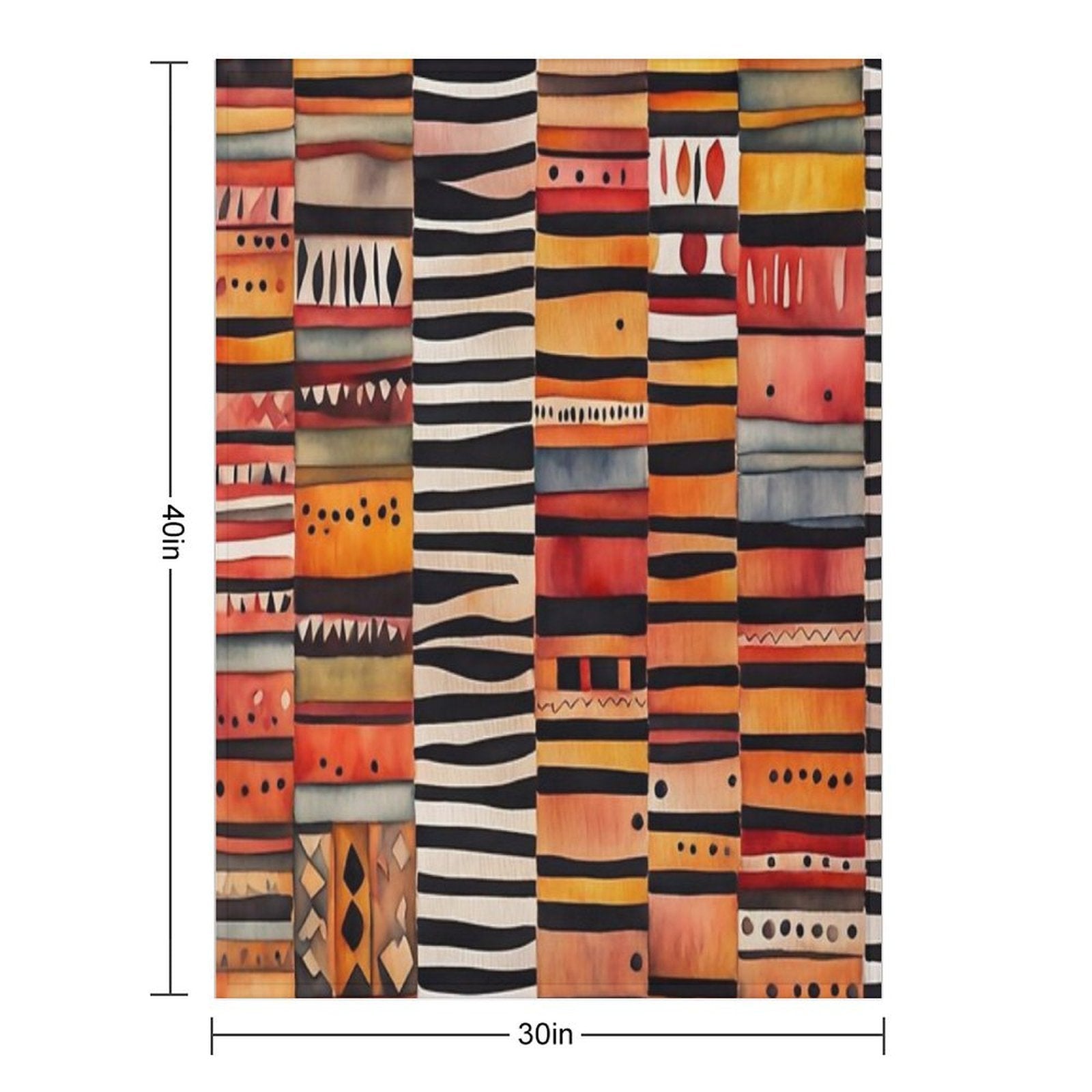 Etchnic Scandinavian Pattern - Watercolor Painting - Abstract Tribal Ethnic Traditional Pattern - Black Stripes - Terracotta & E Comfort Throw Blanket