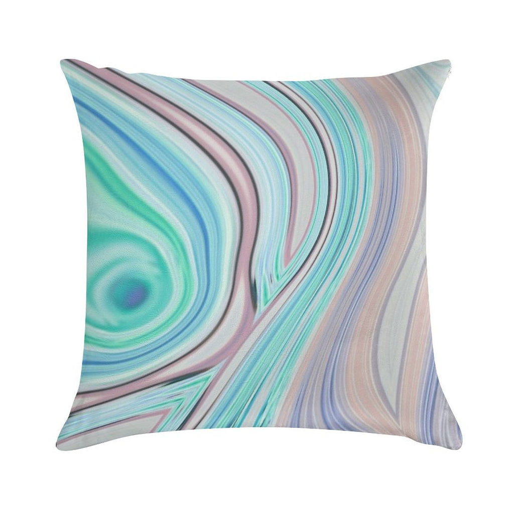 Preppy Abstract Pastel Lilac Purple Turquoise Aqua Blue Swirls Soft Luxury Feel Throw Pillow