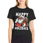 Happy Santa African American Christmas Holidays Black Pride Sweatshirt  Stretchy T-Shirt