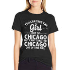 Girl Out Of CHICAGO IL ILLINOIS Gift Funny Home Roots USA  Oversized Silhouette T-Shirt