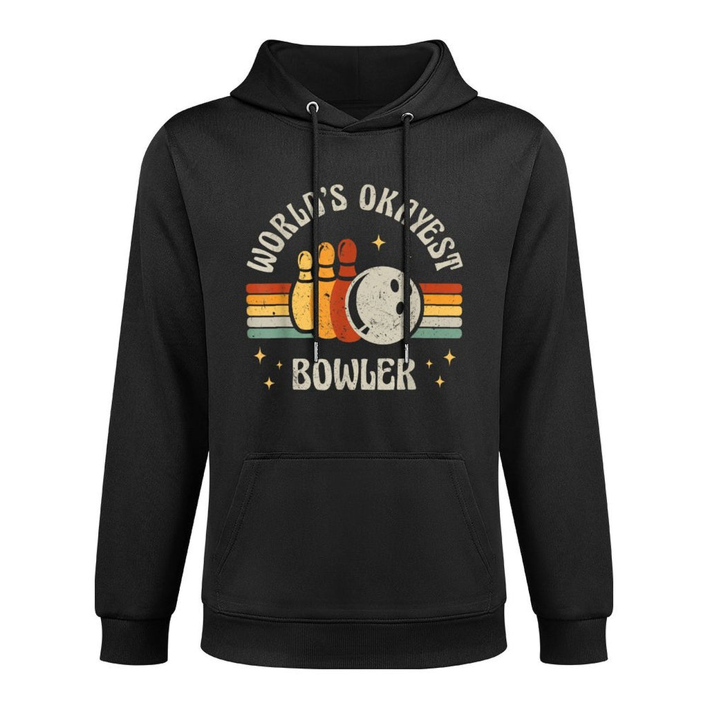 Funny Retro Bowling World's Okayest Bowler Vintage Bowler Pilling-Resistant Hoodie