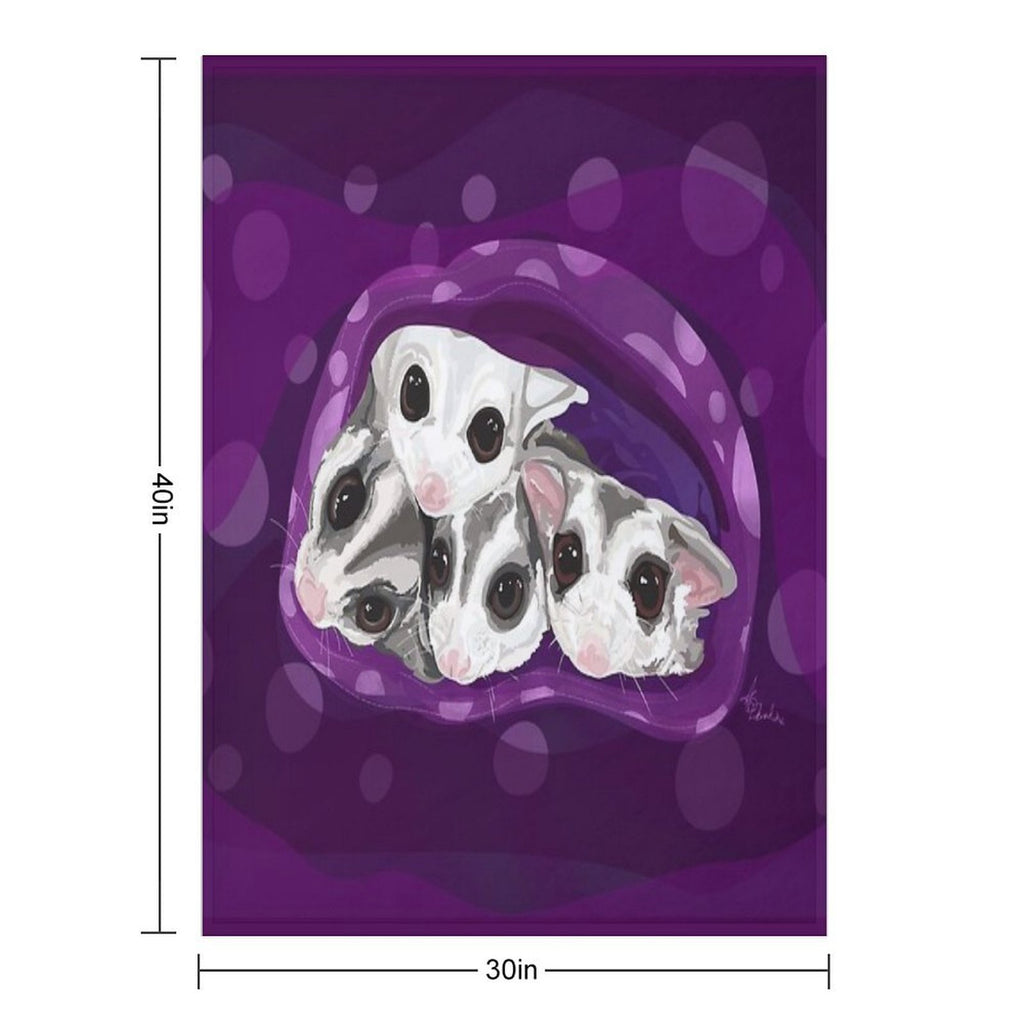 Adorable Sugar Glider Digital Artwork, Cuddle Gliders Wrinkle-free Throw Blanket