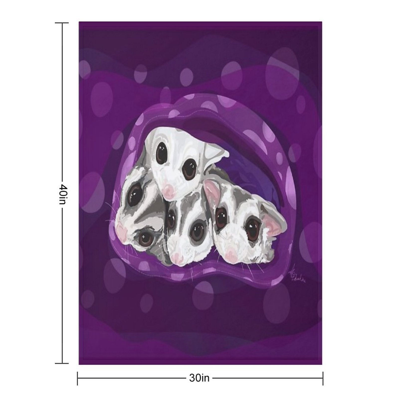 Adorable Sugar Glider Digital Artwork, Cuddle Gliders Wrinkle-free Throw Blanket