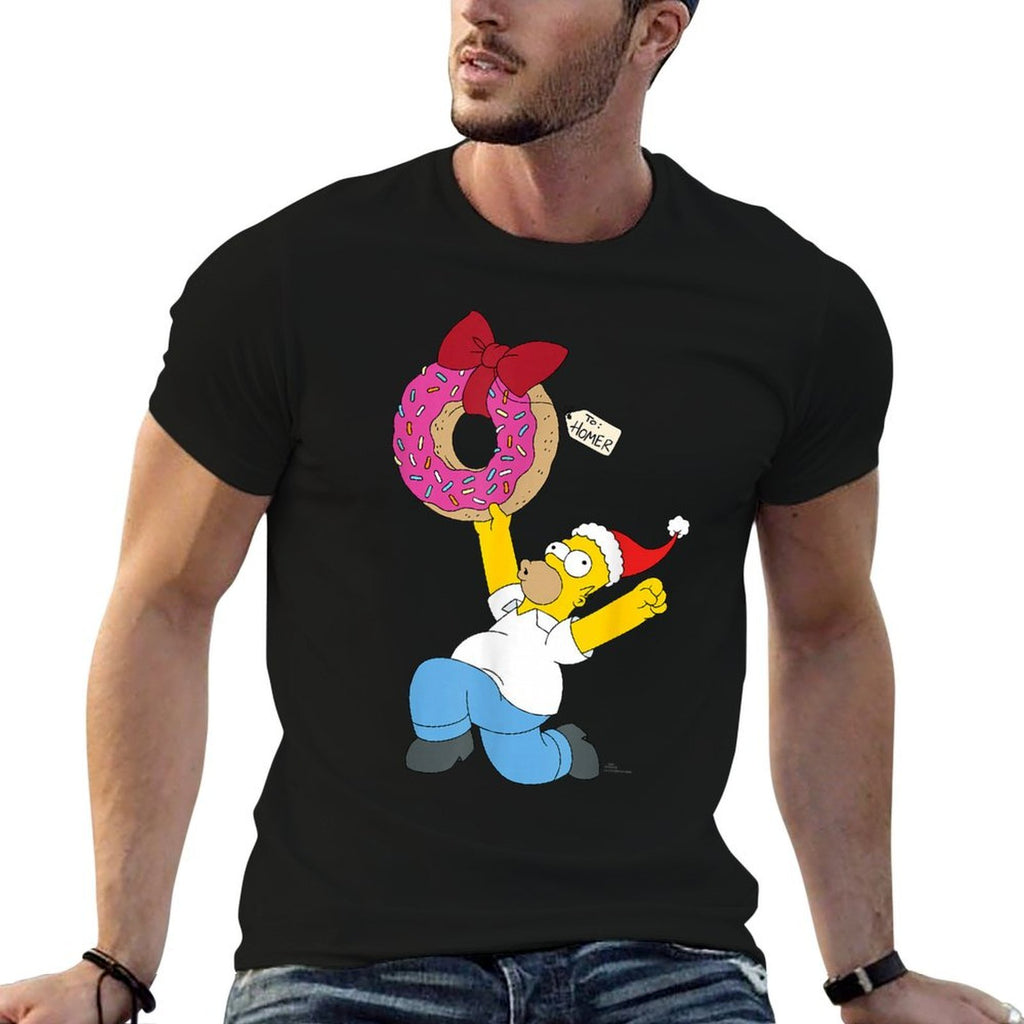 The Simpsons Holiday Homer Simpson Donut Christmas Present  Breathable T-Shirt