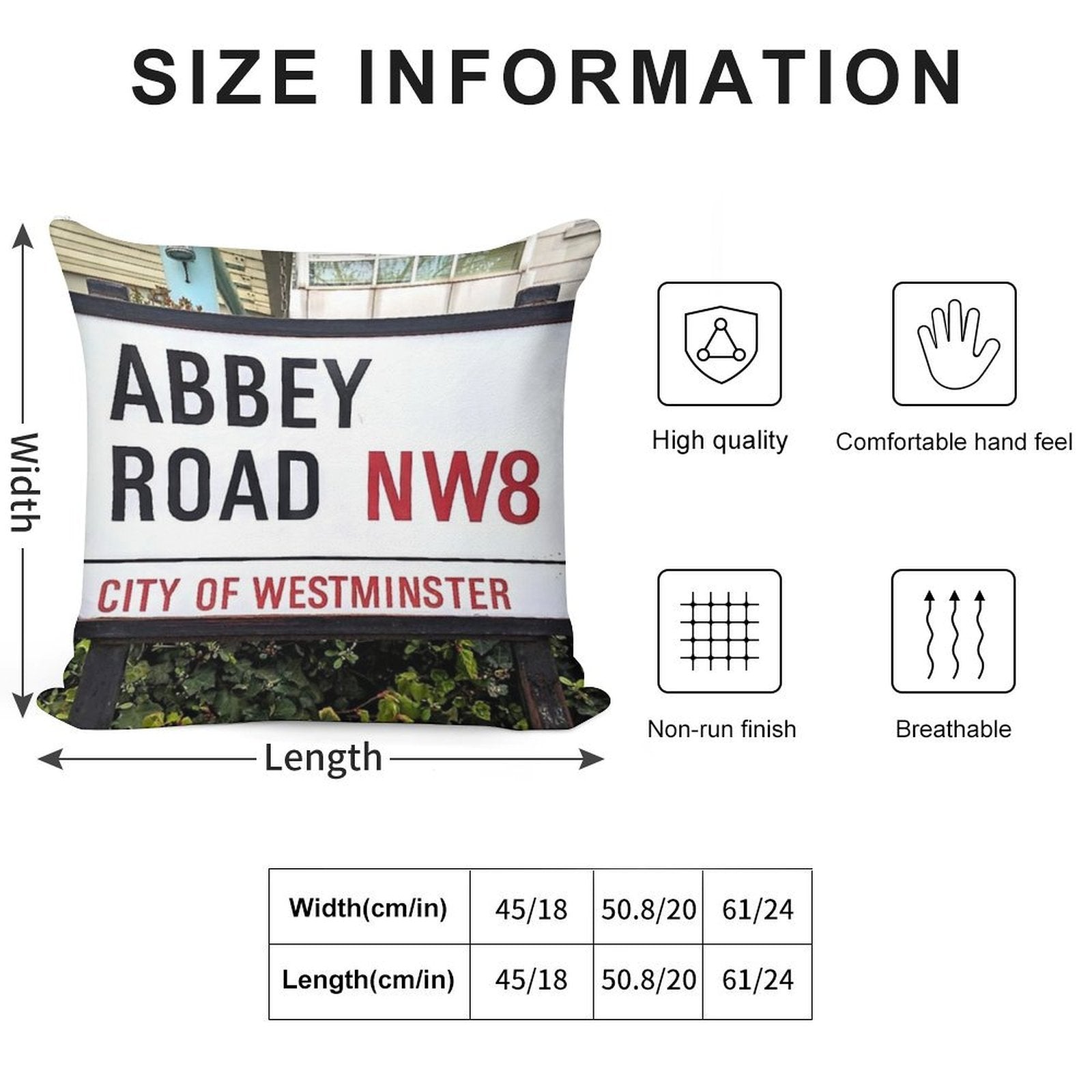 Abbey Road Soft Easy Maintenance Throw Pillow