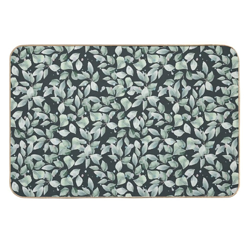 Eucalyptus Leaves Pattern. Botanical Seamless Illustration Is Good for Greeting Cards, Posters, Banners, Textile Print And Gift  Easy Maintenance Bath Mat