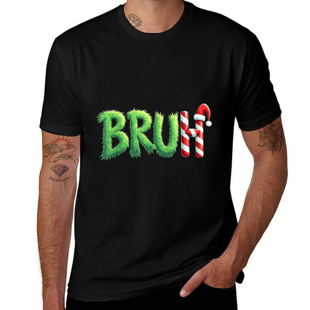 Bruh Christmas Kidsns Boys Funny Christmas Humor Meme  Oversized Silhouette T-Shirt