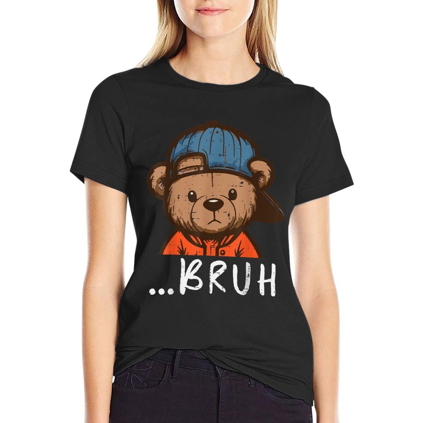 Halloween Hip Bear Cap Bruh Costume Meme Toddler Boys Kids  Moisture-wicking T-Shirt