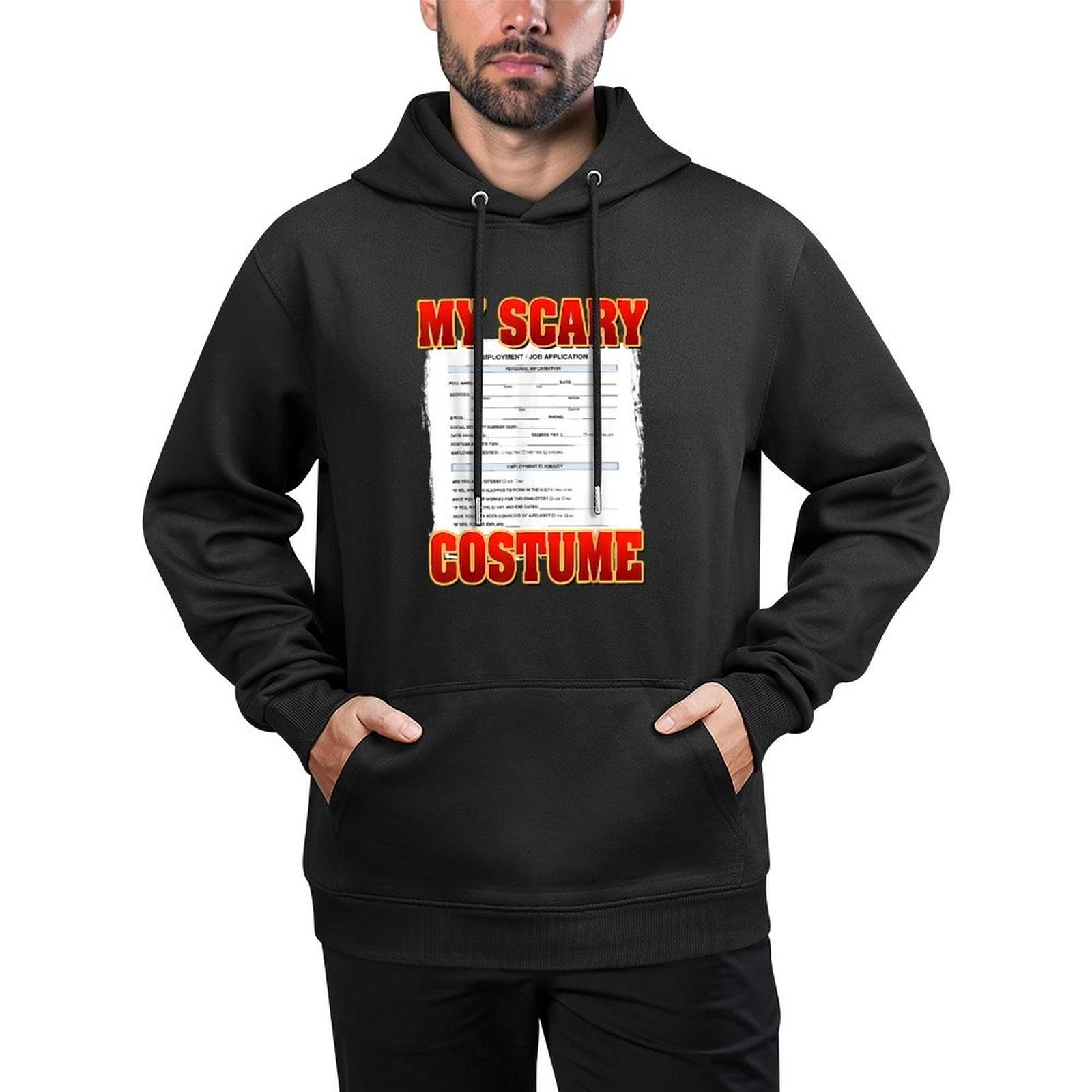My Scary Custom Funny Job Application Meme Custom Halloween Layering Staple Hoodie