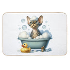 Devon Rex Bubble Bath Bliss - Funny Cat  Easy Maintenance Bath Mat