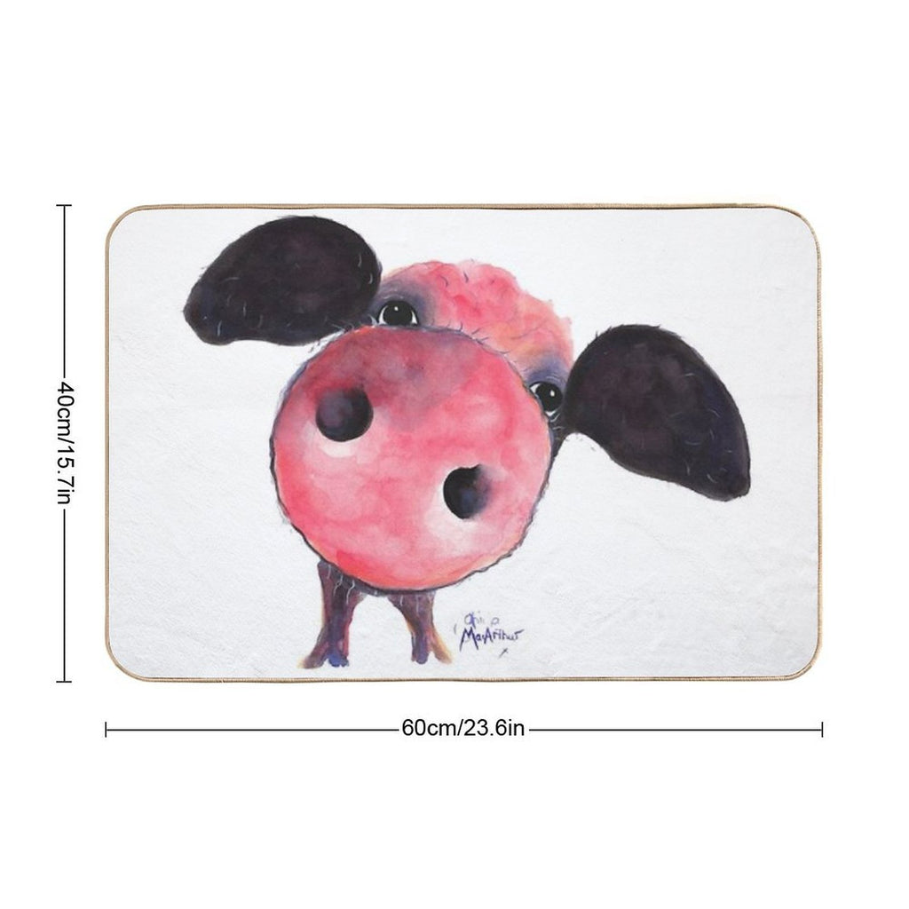 NOSEY PIG ' CLARENCE ' By Shirley MacArthur Durable Bath Mat