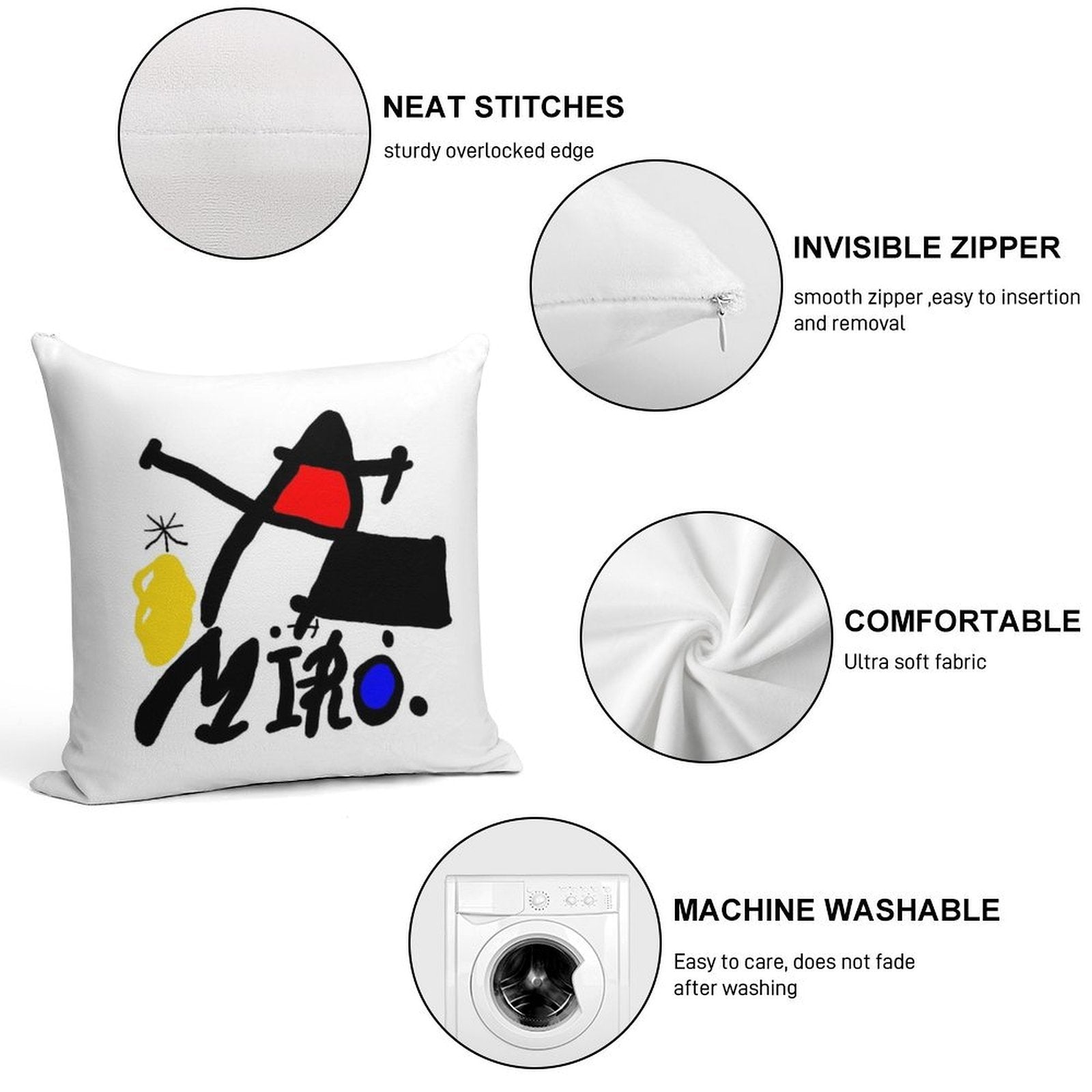 Joan Miro Abstract Painting Digital Recreation Soft Ultra-Soft Texture Throw Pillow