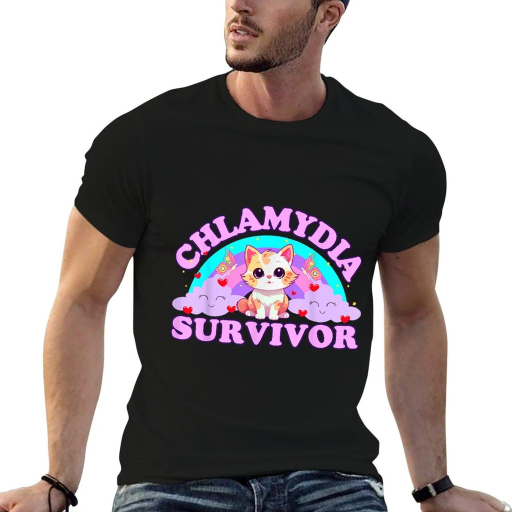 Chlamydia Survivor Cat Meme Funnys for Men Adult Humor  Soft T-Shirt