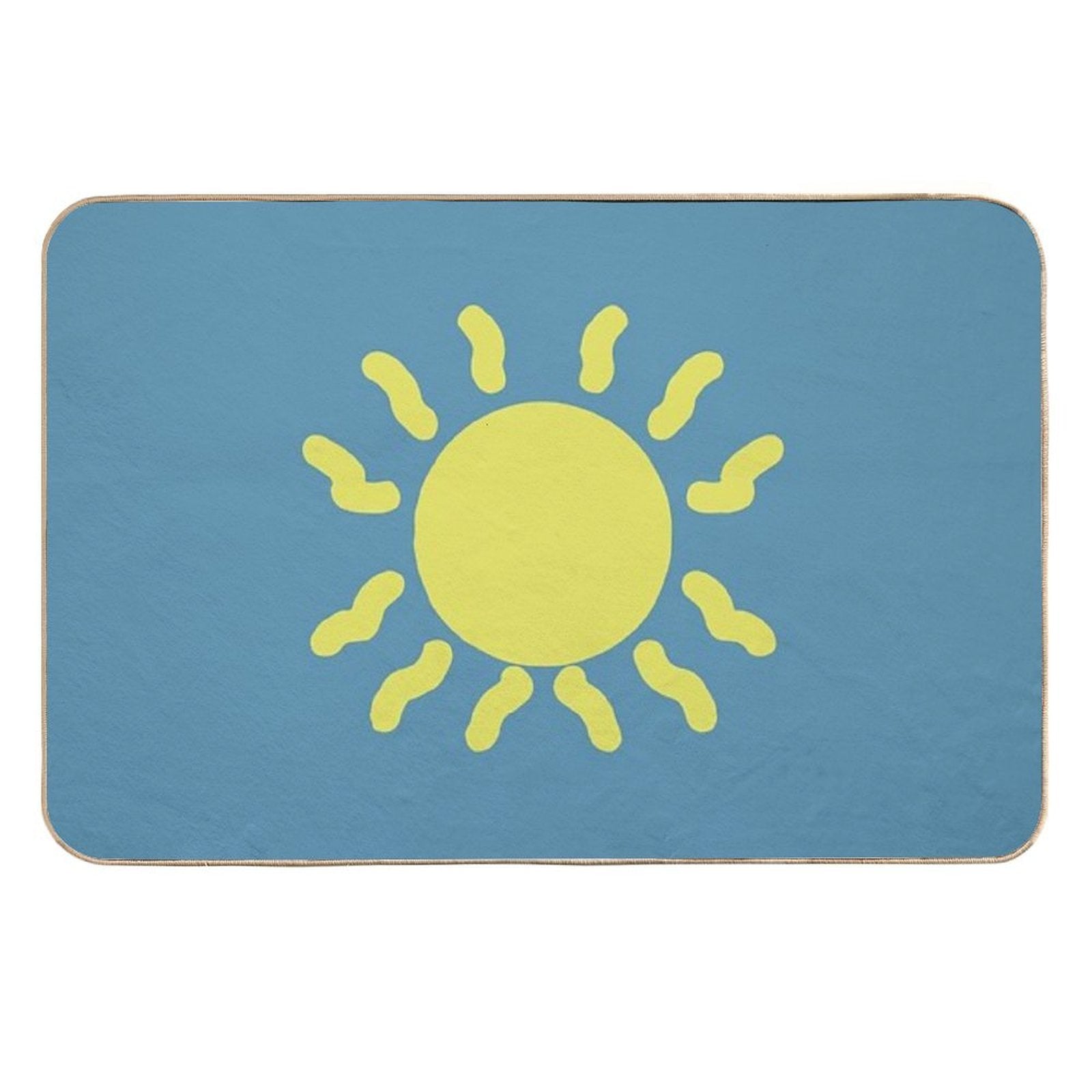 Blue Background with Bright Sun  Slip-Resistant Bath Mat