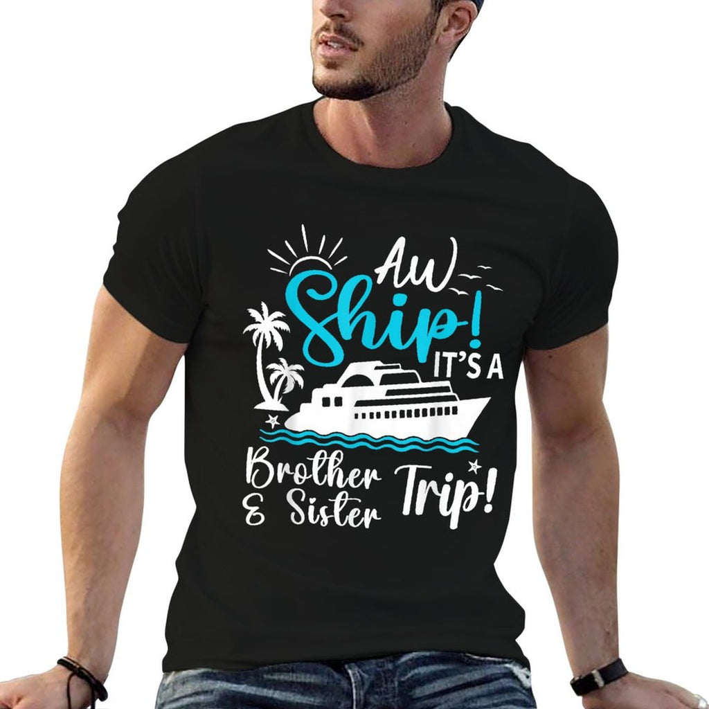 Brother Sister Cruise Trip Funny Cruising Vacation Matching  Relaxed-fit T-Shirt
