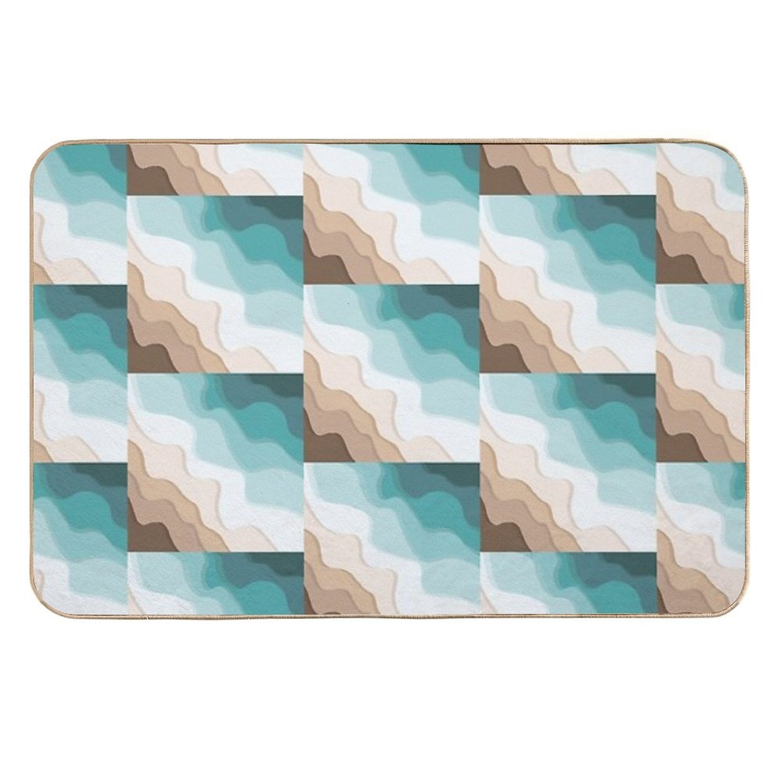 Modern Paper Cut Waves  Toxin-Free Bath Mat