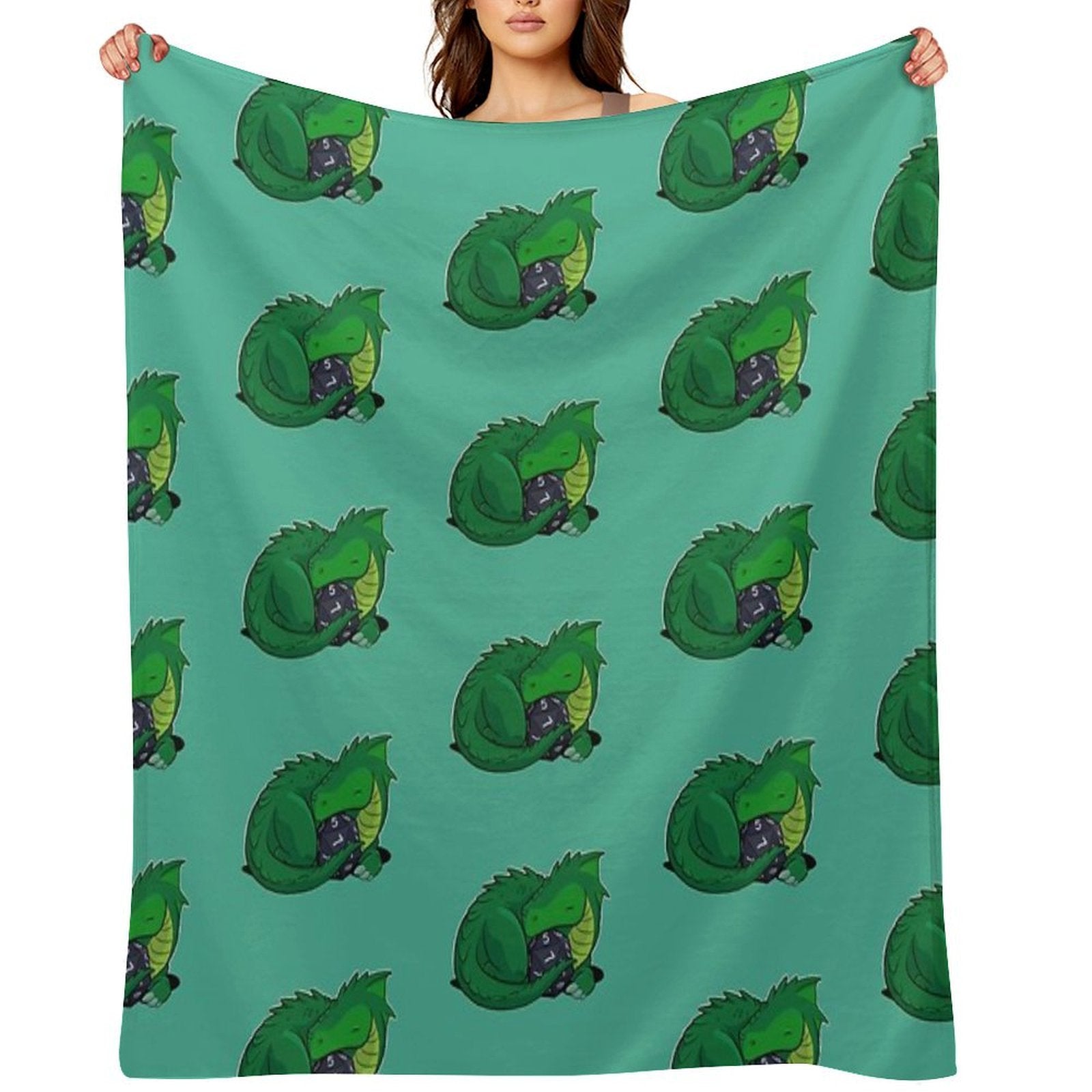 D20 Green Dragon Quick-dry Throw Blanket