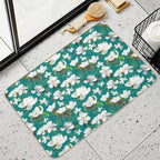 Bright Magnolia Floral Halfdrop on Teal 008080  Slip-Resistant Bath Mat