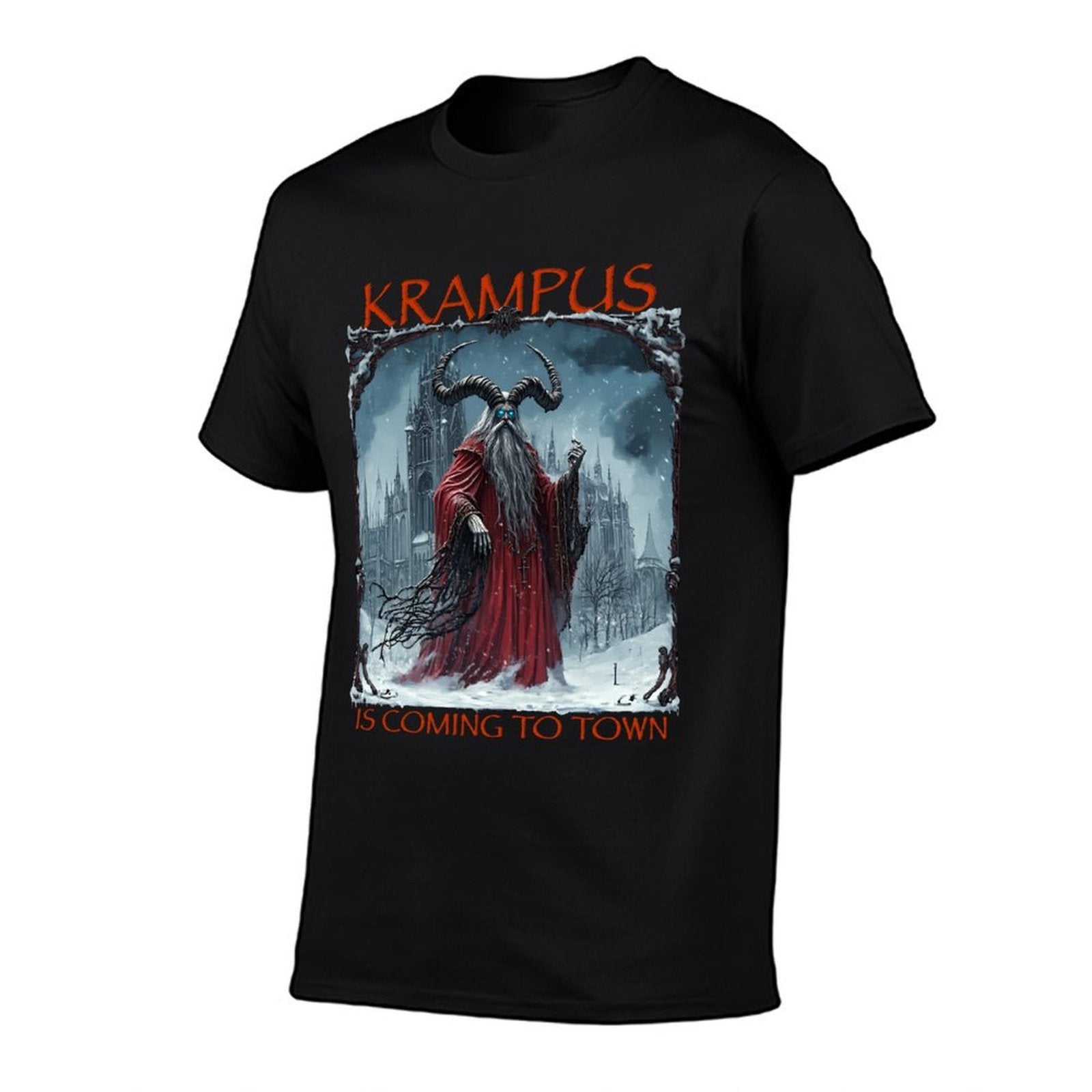 Christmas Xmas Horror Costume Krampus Is Coming To Town  Heathered Texture T-Shirt