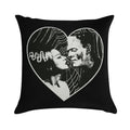 Frankenstein And Bride Goth Emo Heart Soft Hidden Zipper Throw Pillow
