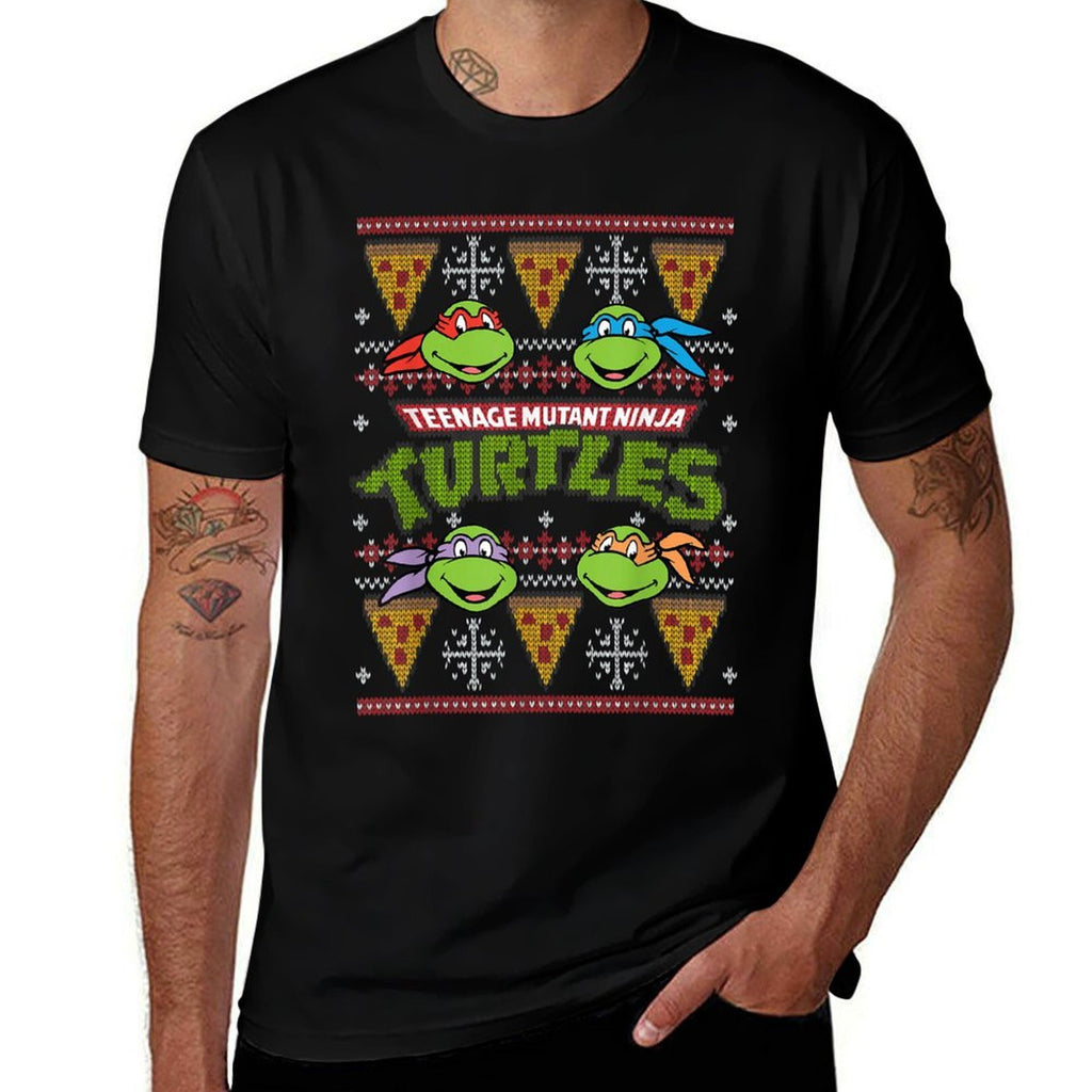 TMNT Ugly Christmas Sweater With Pizza  Odor-resistant T-Shirt