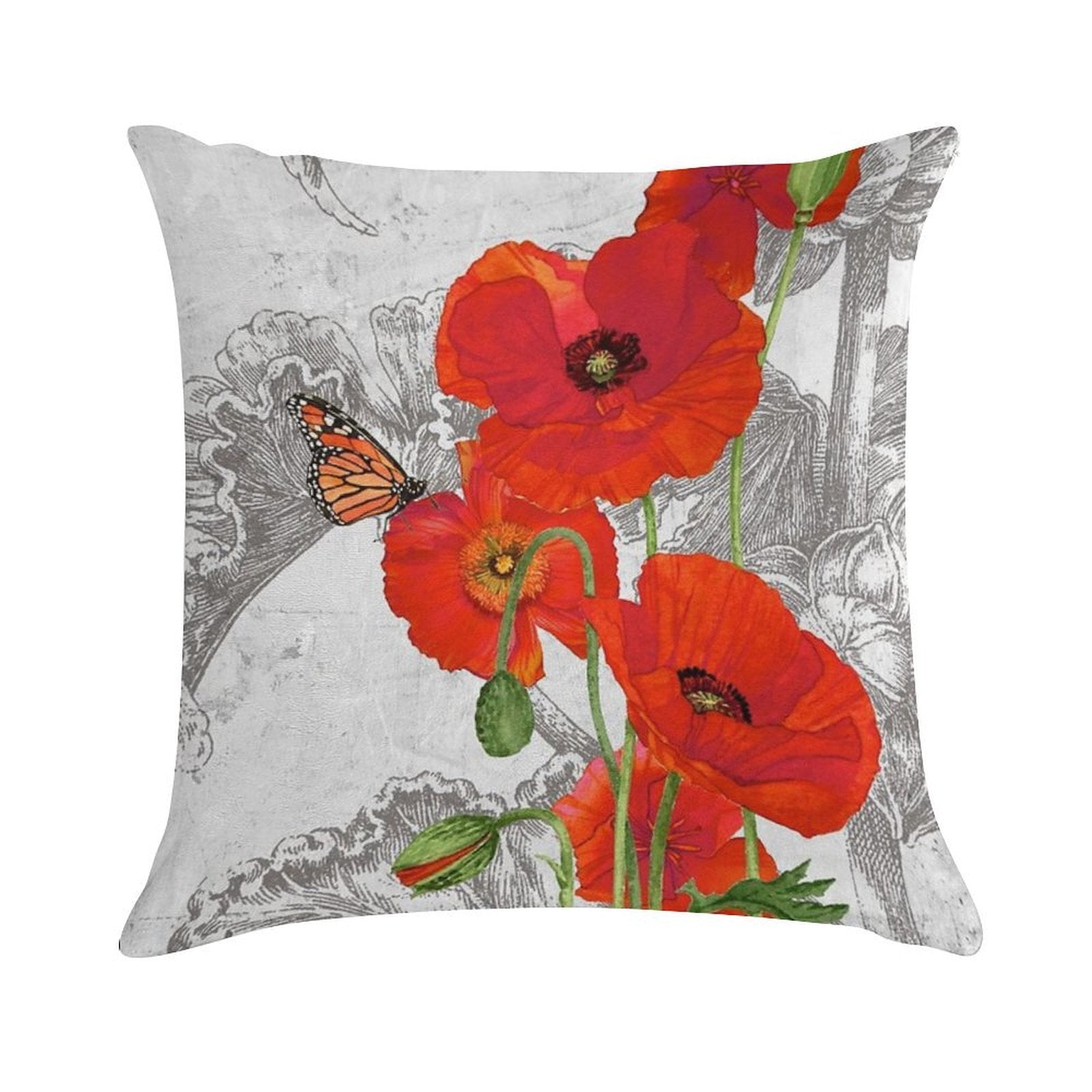 Red Poppies 2 Soft Gift Ready Throw Pillow