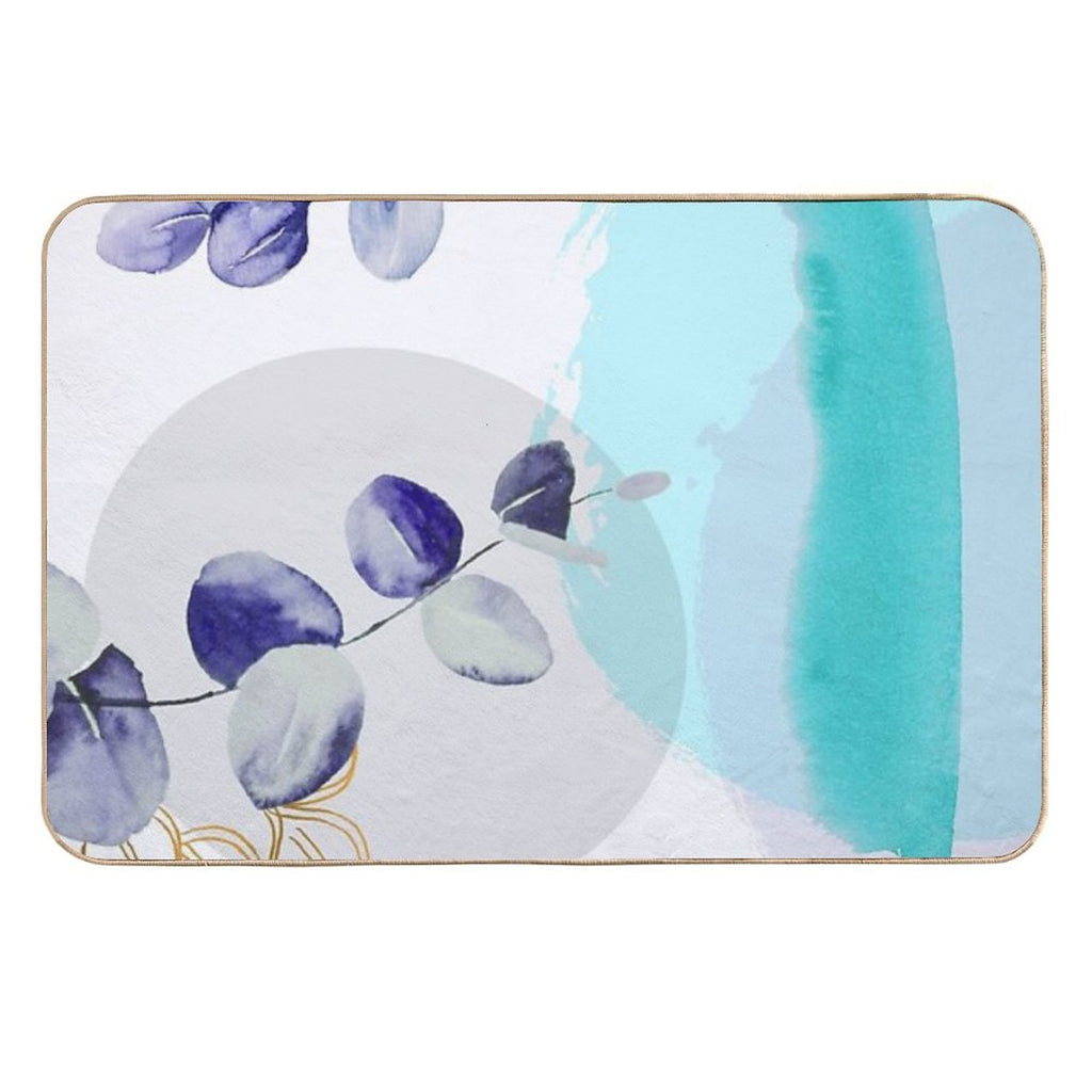 Botanical Boho Cyan Purple  Multi-Purpose Bath Mat