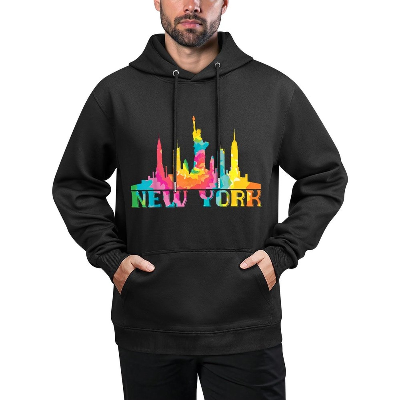 New York City Skyline NYC Tie Dye Liberty I Love New York Colorfast Hoodie